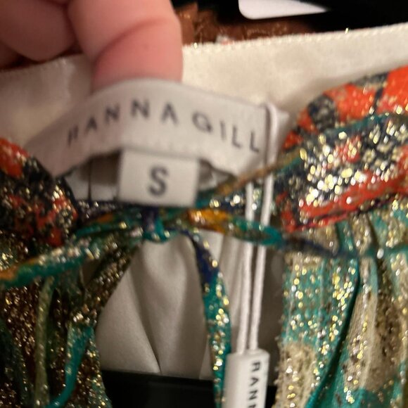 Ranna Gill Women's Orange & Green Shimmer Alani Top & Bottom Set Size Small - Picture 5 of 6